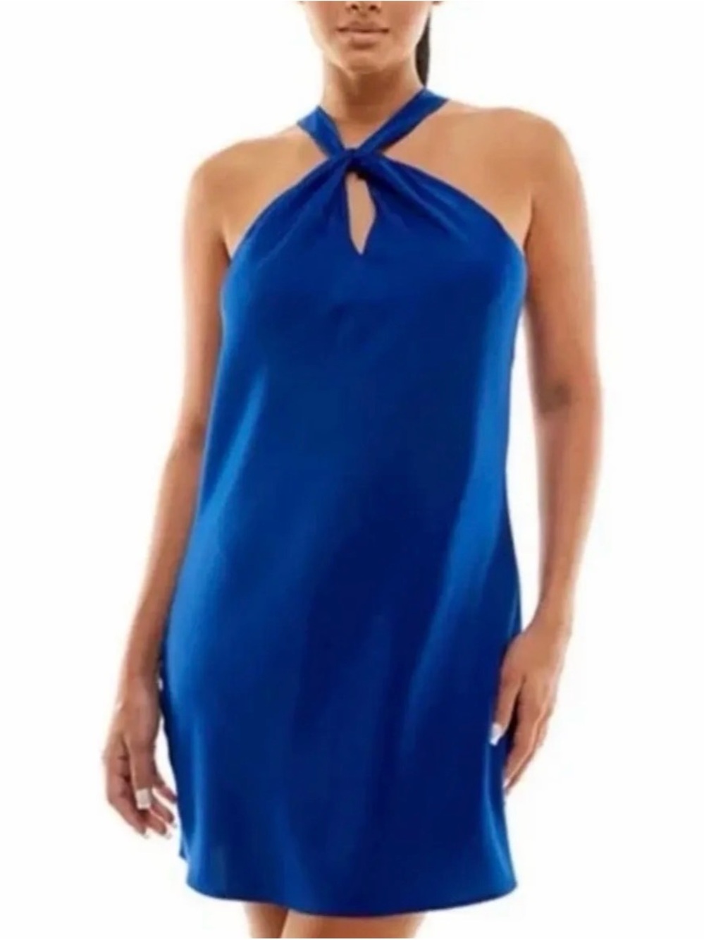 Jolt Cobalt Blue Halter Twist-Front  Dress